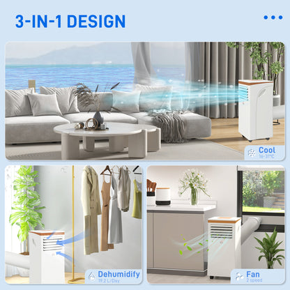 HOMCOM Portable Air Conditioner 10000 BTU, 4-in-1 Air Conditioning Unit with Cooling, Fan, 19.2L/Day Dehumidifier & Sleep Mode, LED Display, Remote Control, 24H Timer, Window Kit for Rooms up to 30㎡