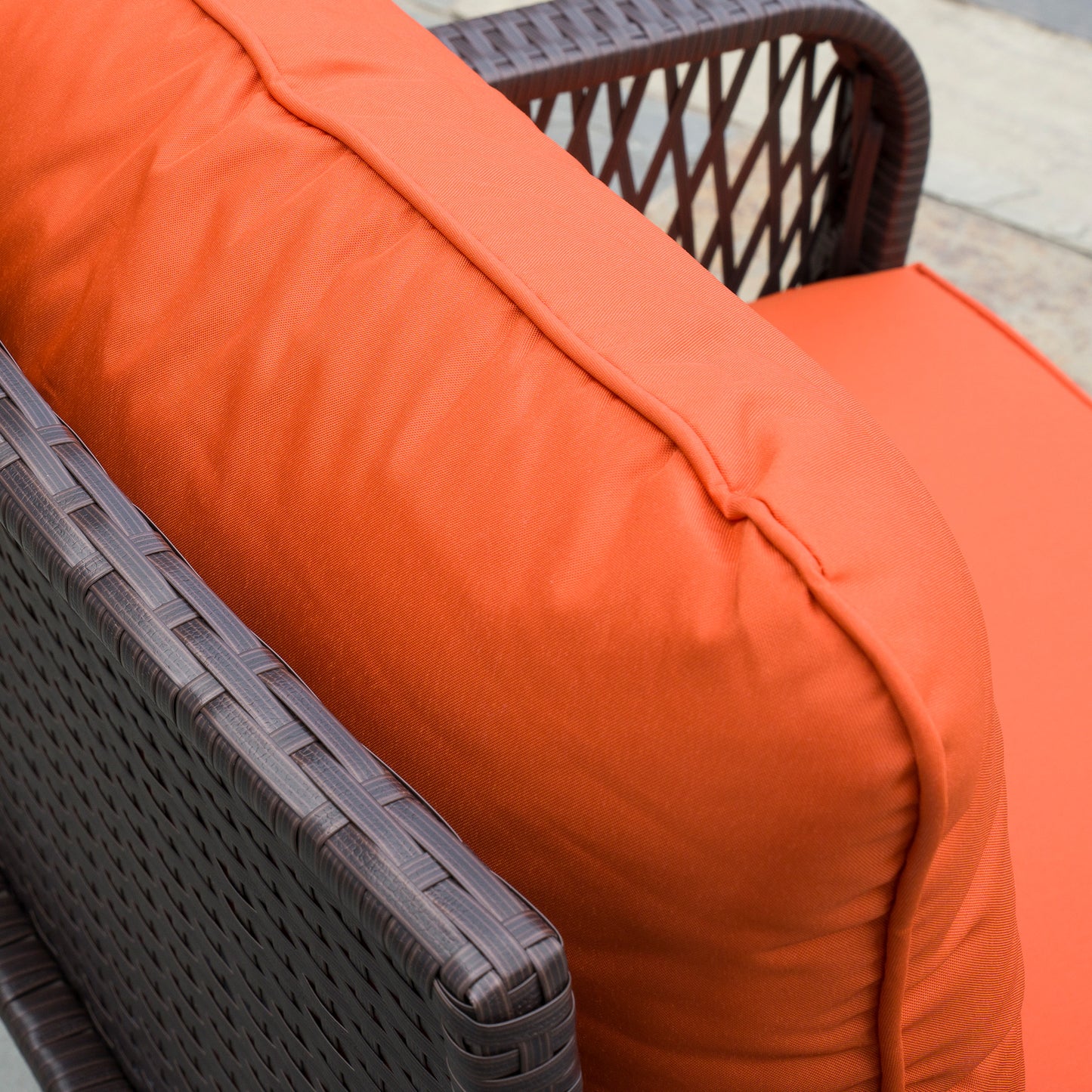 Outsunny 3 Pieces Rattan Bistro Set with Glass Top Coffee Table, Chairs and Cushions for Outdoor, Patio, Balcony, Orange--ChewyGames-ChewyGames