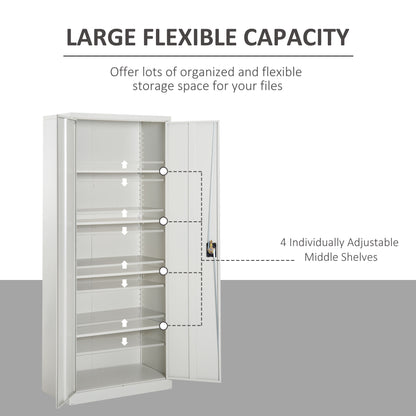 Vinsetto Lockable Filing Cabinet Tall Adjustable Shelf Large Office Storage for Office Use, White