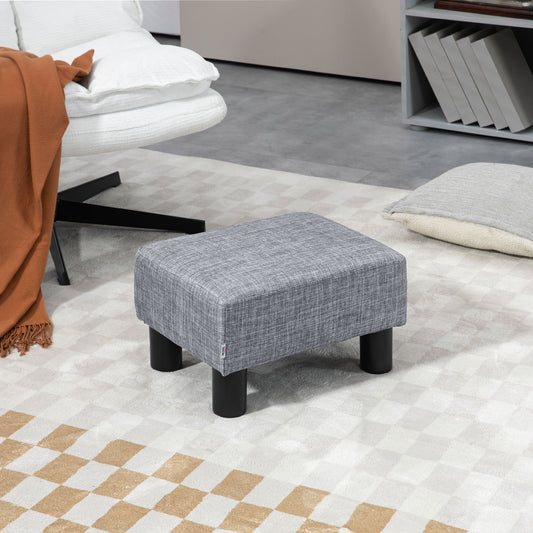 HOMCOM Linen Fabric Footstool Ottoman Cube with 4 Plastic Legs, Grey--ChewyGames-ChewyGames