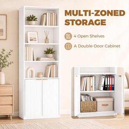 HOMCOM Bookcase Adjustable Shelf Bookshelf Anti-Tip Hardware 6-Tier, White