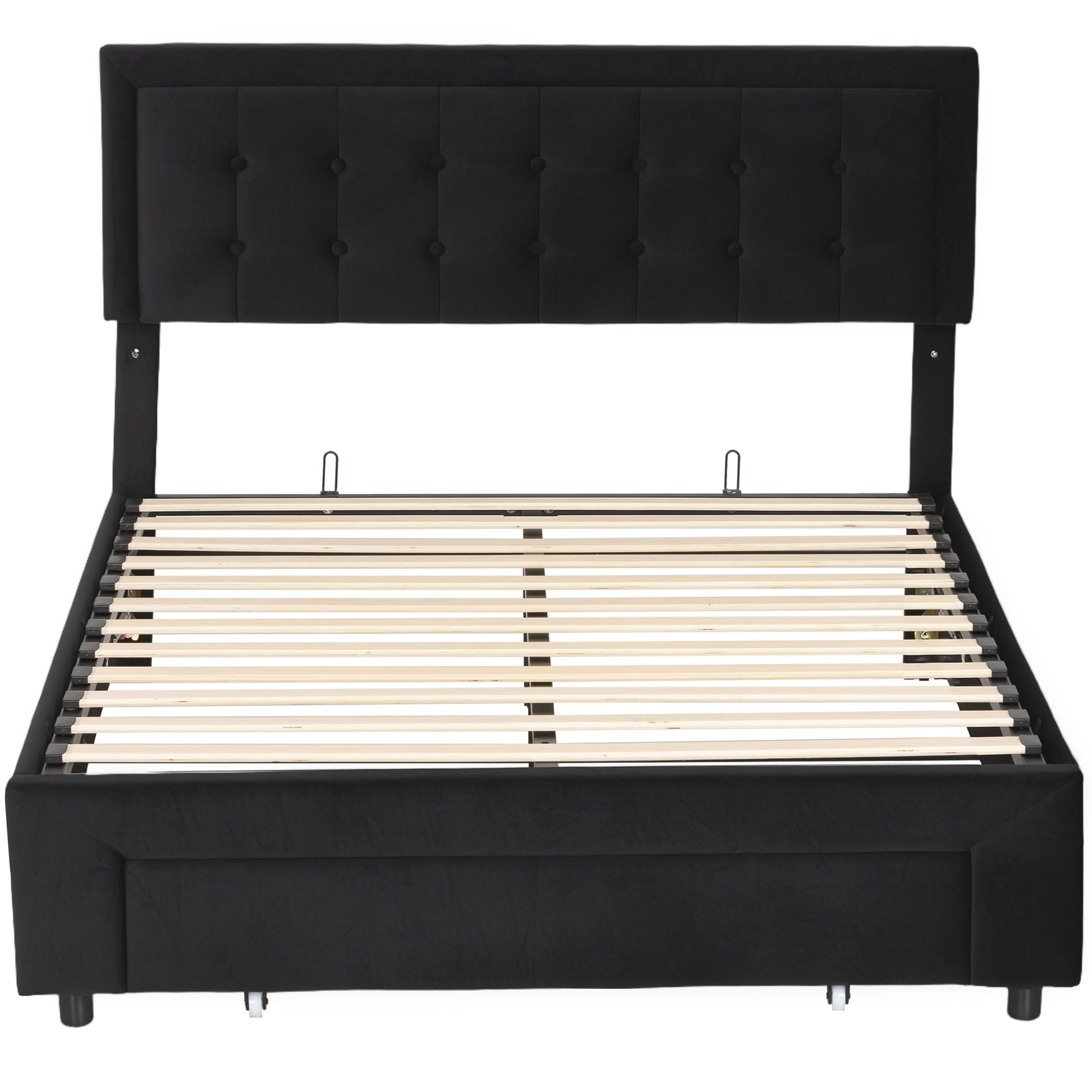HOMCOM Double Ottoman Bed Frame, with Front Drawer - Black-Beds & Bed Frames-ChewyGames-ChewyGames