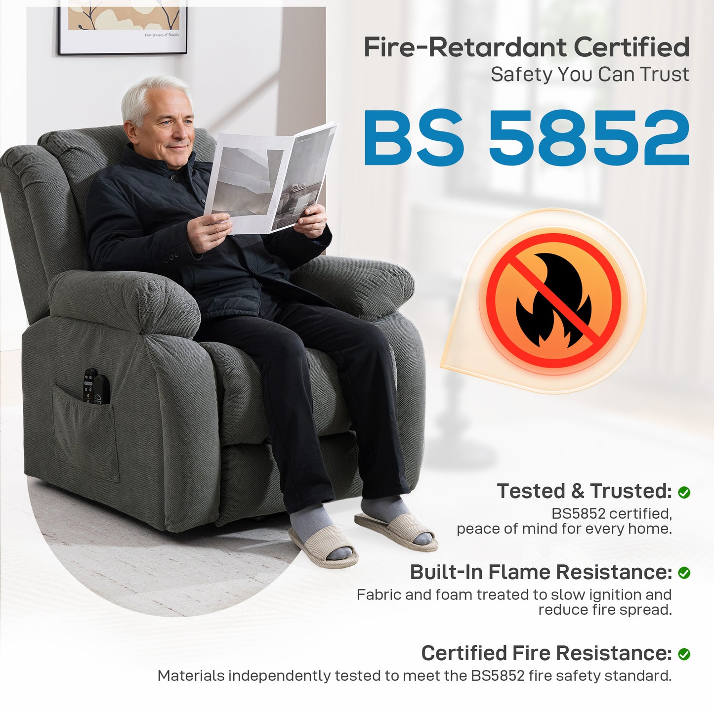 HOMCOM Recliner Armchair Lift Chair, Electric Recliner Chair with Vibration Massage and Heat, Wide Seat, USB Port, Grey