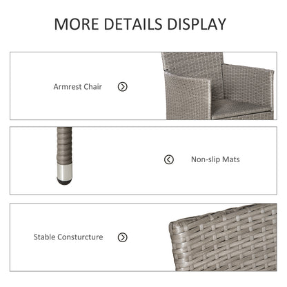 Outsunny Set of Four Rattan Armchairs, with Cushions - Grey