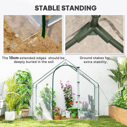 Outsunny Walk In Tomato Greenhouse Garden Outdoor Mini Greenhouse Flower Planter Steel Frame with Zipped Door & Window, PVC Cover, 180 x 100 x 168CM, Clear