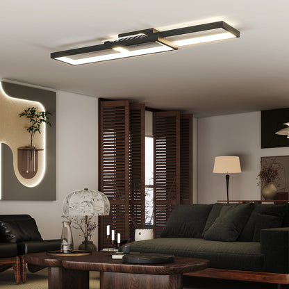 HOMCOM LED Ceiling Light, Modern Dimmable Ceiling Light with Wall Switch & Remote Control, Flush Mount Fixture Lamp with 3000-6000K Colour Temperatures for Living Room, Bedroom, Black
