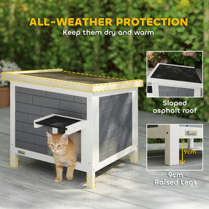 PawHut Outdoor Cat House Insulated with Openable Roof, Weatherproof Feral Cat Shelter for Rabbits, Cats, Grey--ChewyGames-ChewyGames