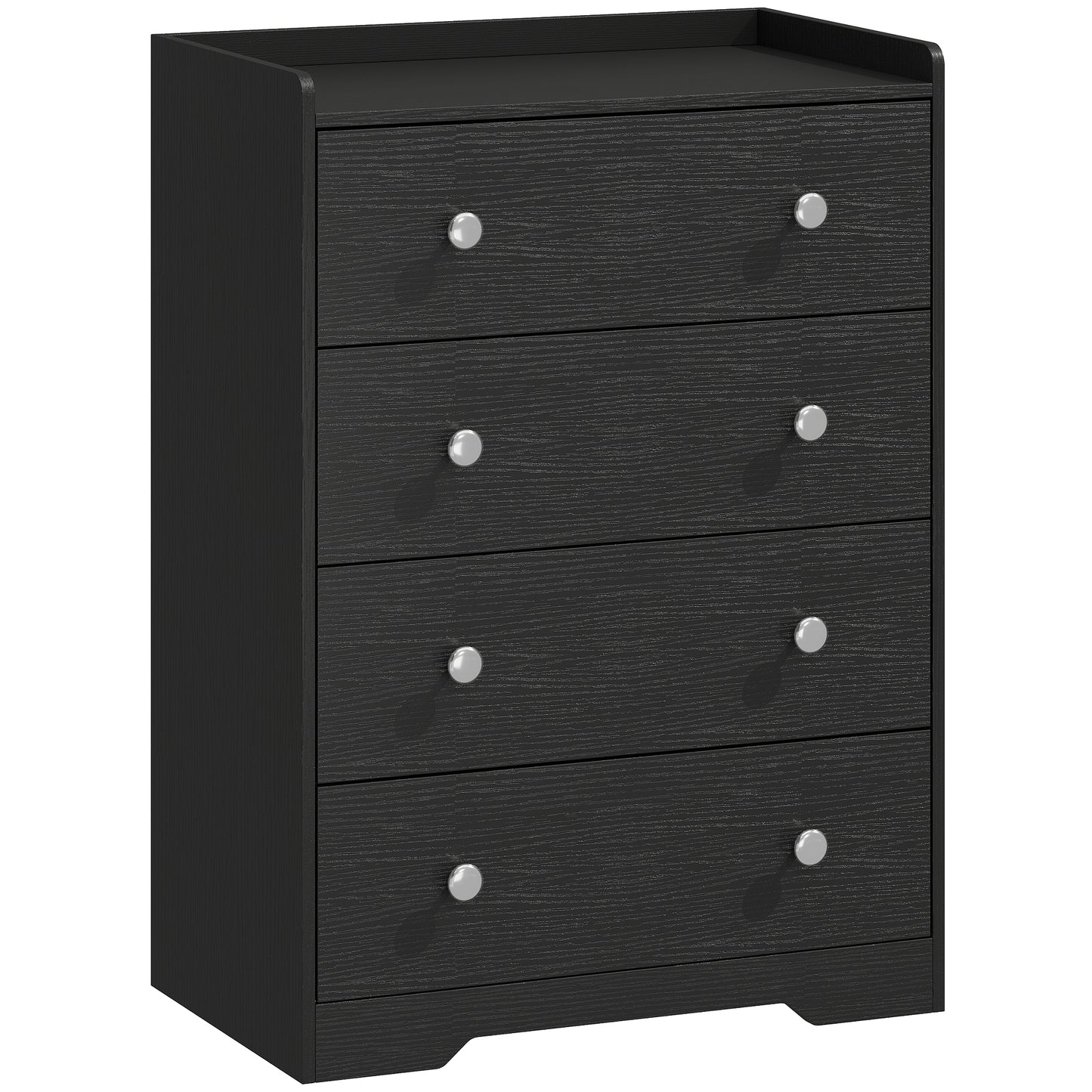 HOMCOM 4 Drawer Chest of Drawers, Modern Dresser for Bedroom, Storage Cabinet for Living Room Entryway, Black Wood Effect