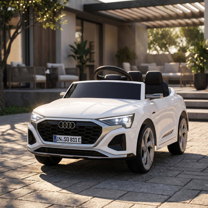AIYAPLAY Audi Q8 etron Sportback Licensed Ride on Car with Remote Control, Four-Wheel Suspension, Soft Start for Ages 3-4, White