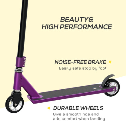 HOMCOM Stunt Scooter, 360° Entry Level Tricks Scooter w/ Lightweight Aluminium Deck and ABEC 7 Bearing, For Age 14+ Beginners, Purple--ChewyGames-ChewyGames