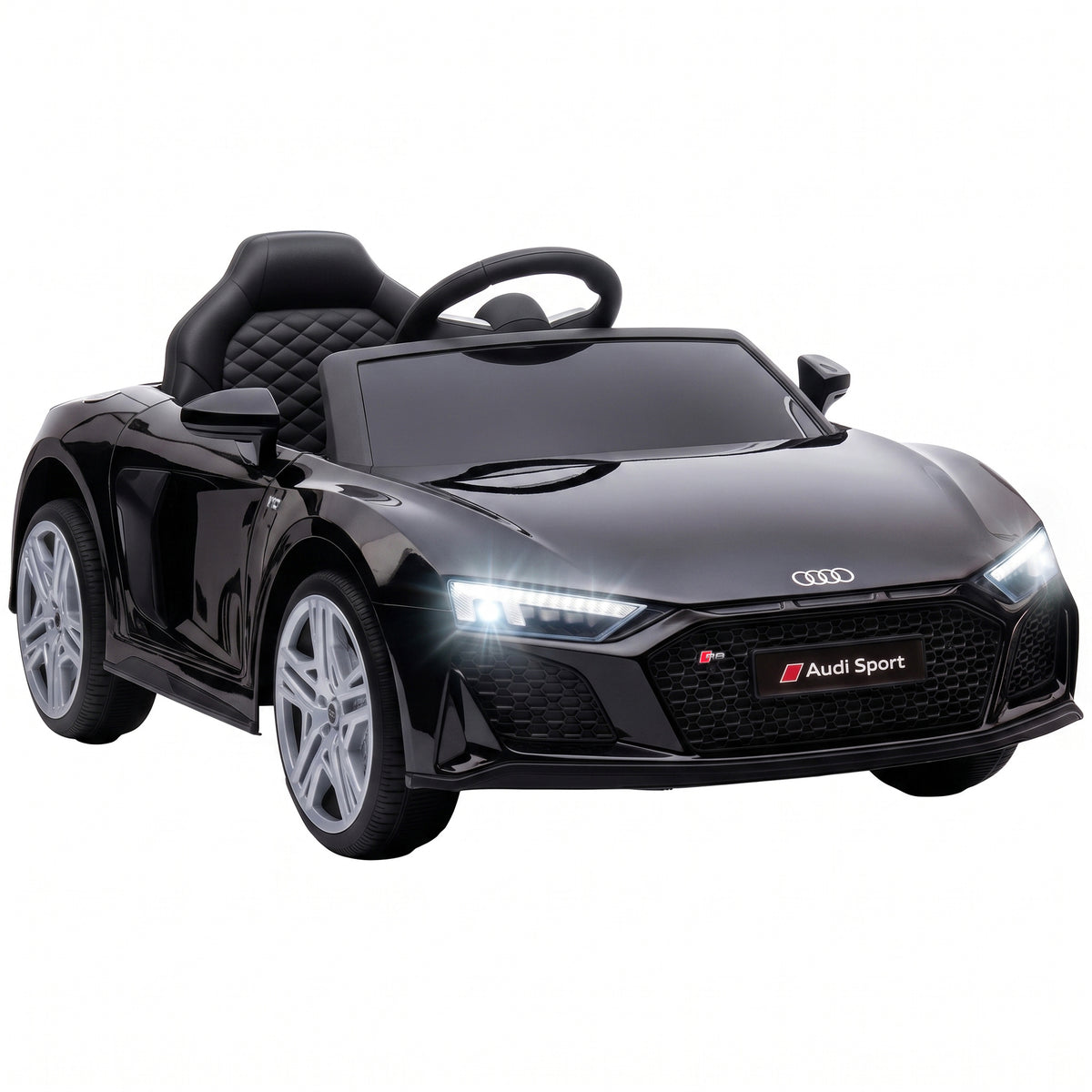 AIYAPLAY Licensed Audi R8 Spyder 12V Electric Car for Kids with Remote Control, Dual Motors, Rear Suspension, Soft Start, Black