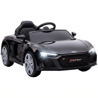 AIYAPLAY Licensed Audi R8 Spyder 12V Electric Car for Kids with Remote Control, Dual Motors, Rear Suspension, Soft Start, Black