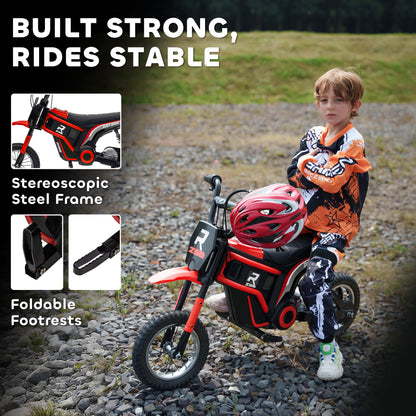 HOMCOM 24V Electric Motorbike 18km/h with Twist Grip Throttle, Enhanced Power and Extended Range - Red