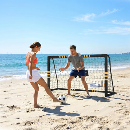 SPORTNOW Football Goal, 6 x 4ft Portable Football Net with EPE Foam Padding, PVC Tube Covers Ground Stakes and Metal Frame