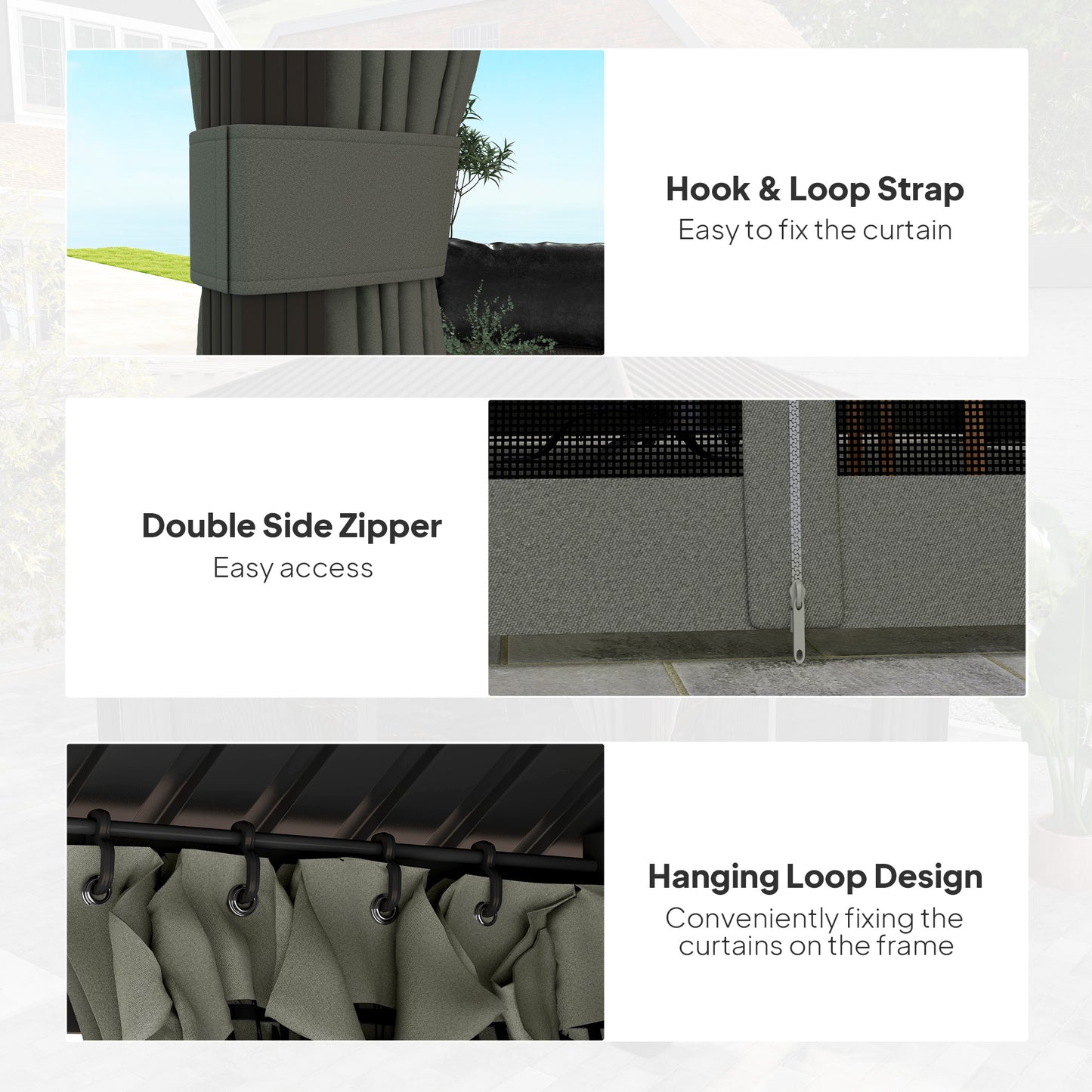 Outsunny 3.6 x 3 m Aluminium Hardtop Gazebo with Smart Drainage System and Ceiling Hooks- Dark Grey