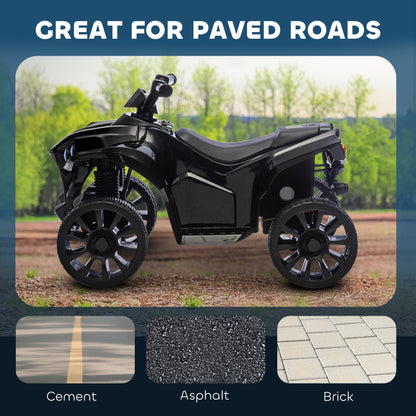 AIYAPLAY 6V Kids ATV, 4 Wheeler Electric Ride on Car with Music and LED Headlights, for Ages 3-6 Years Boys and Girls, Black