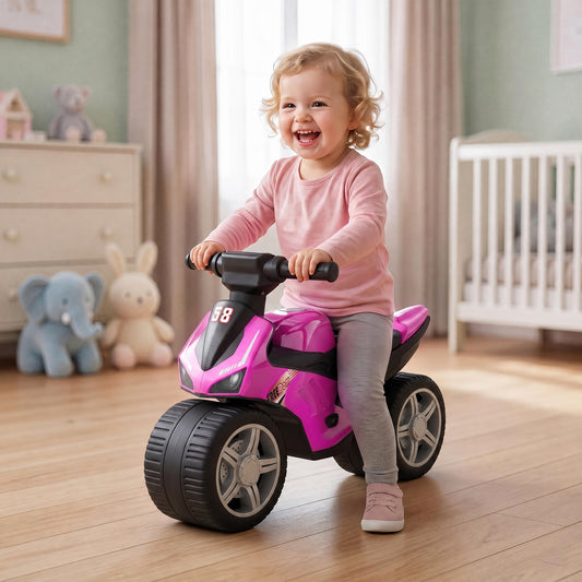 AIYAPLAY Balance Bike with Music Extra-Wide Wheels Toddler Bike for Boys Girls Pink