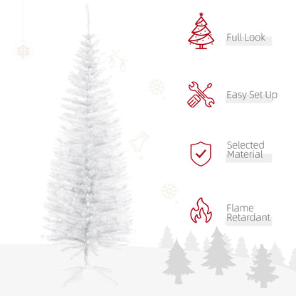 HOMCOM 5ft Unlit Artificial Christmas Tree, Pencil Slim Xmas Tree with Solid Stand and Realistic Branches, White--ChewyGames-ChewyGames