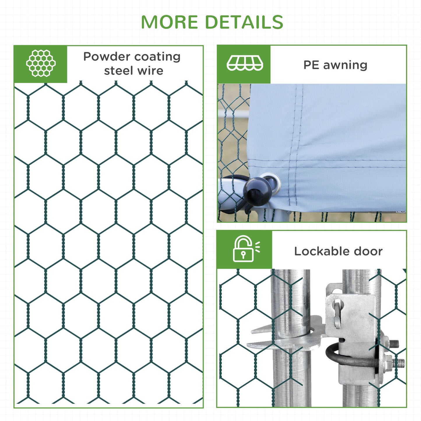 PawHut Large Chicken Coop, Galvanised Walk In Chicken Coop Hen House w/ Water-Resist Cover, Grey