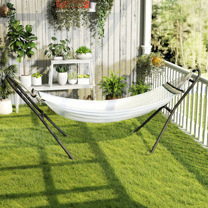 Outsunny 9ft Hammock Stand Adjustable Hammock Frame with Non-Slip Feet for Indoor Outdoor, 150 kg Capacity, Black