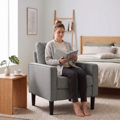 HOMCOM Accent Chair, Removable Pillow Linen Armchair with Comfy Spring Cushion for Living Room, Bedroom, Study, Dark Grey