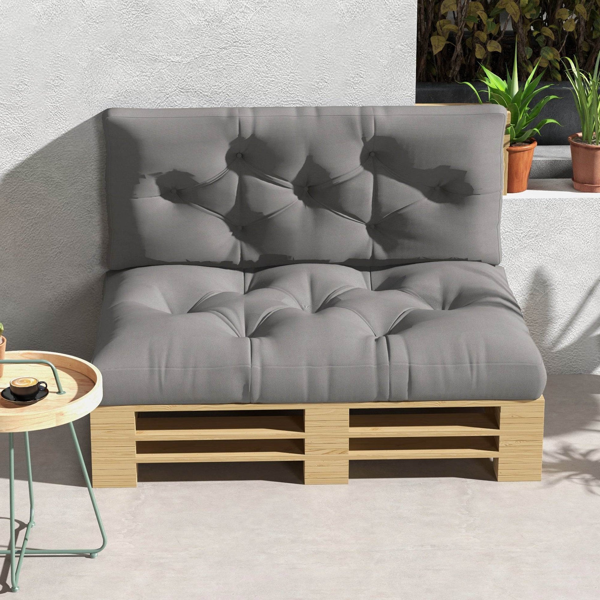 Outsunny Seat and Back Padded Pallet Cushion Set - Light Grey