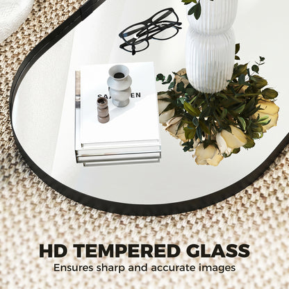 HOMCOM Wall Mirror, Bathroom Mirror with Elevated Aluminium Alloy Frame, 60 x 90 cm, Black