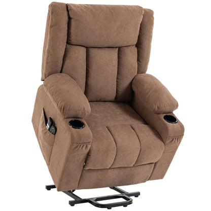 HOMCOM Dual Motor Recliner Chair, 55° Electric Lift Chair for Elderly, Recliner Armchair with Massage and Heat, Brown