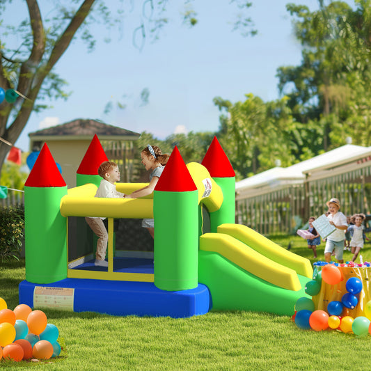 HOMCOM Nylon Inflatable Bouncy Castle, Fire and Water Resistant, Puncture-proof, Multi-Colour