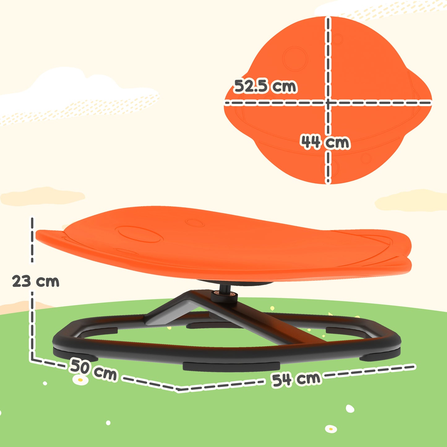 AIYAPLAY Planet-Shaped-kids Swivel Chair, Sensory Spinning Chair for Balance, Coordination Training, Orange