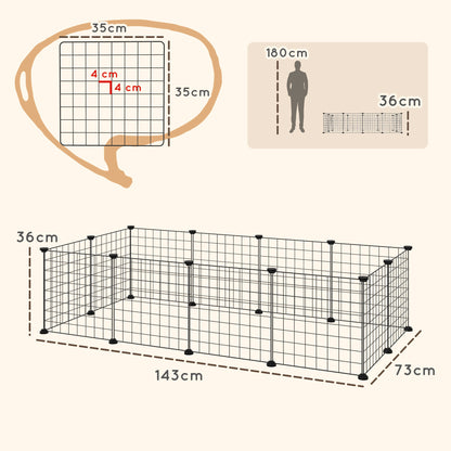 PawHut DIY Pet Playpen Metal Wire Fence 12 Panel Enclosure Indoor Outdoor Guinea Pig Bunny Small Animals Cage Black