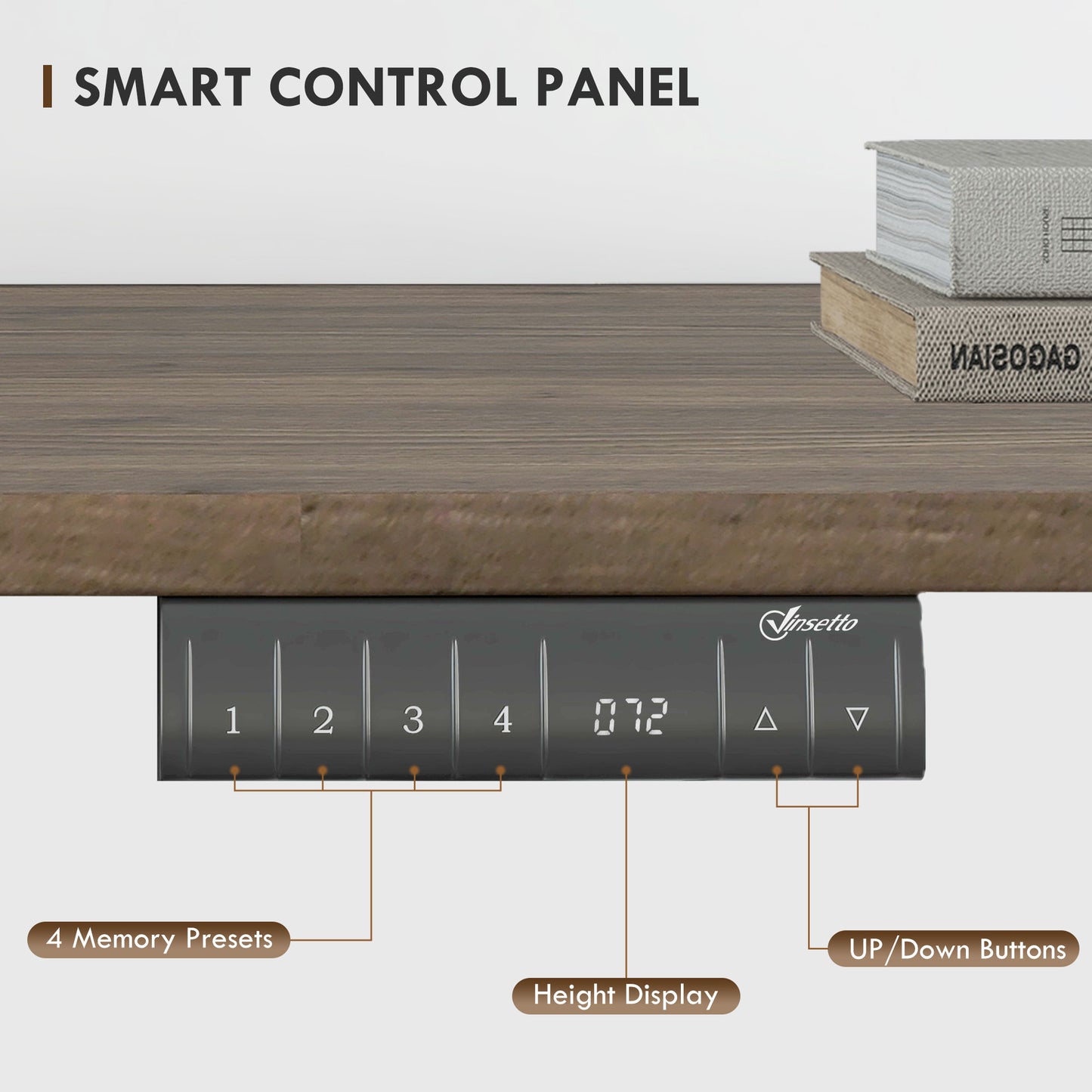 72-116cm Adjustable Electric Sit to Standing Desk with LED Display - Wood Black