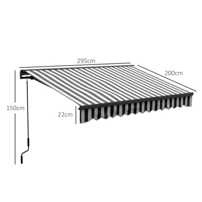 Outsunny 3 x 2m Aluminium Frame Electric Awning, with Remote - Grey/White--ChewyGames-ChewyGames