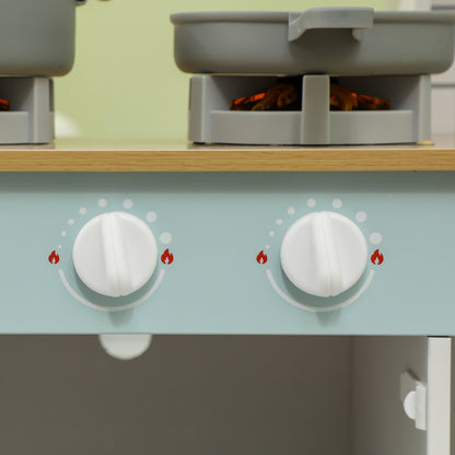 AIYAPLAY Toy Kitchen, Pretend Role Play Kitchen with Hob, Sound, Light, Coffee Machine, Ice Maker, Microwave