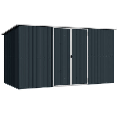 Outsunny 11 x 5.6ft Galvanised Steel Garden Shed, Metal Shed, Garden Storage Shed with Lockable Doors and Gloves for Outdoor Patio, Garden, Grey--ChewyGames-ChewyGames