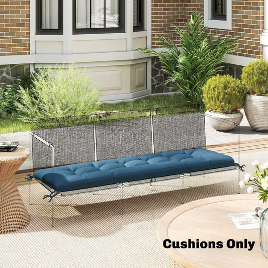 Outsunny Sun Lounger Cushion, Memory Foam Patio Chair Cushion with Ties, Outdoor Seat Pad Fits 190 x 60 cm Lounger, Blue