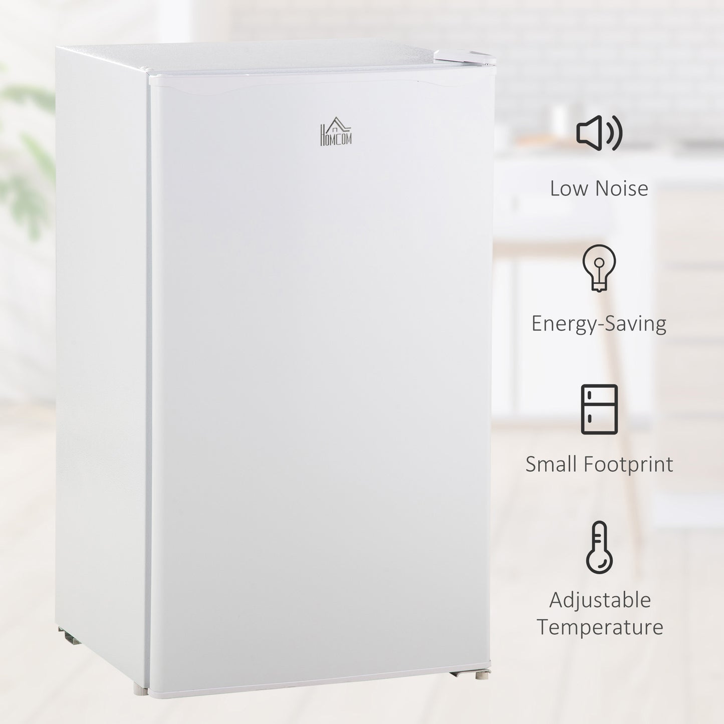 HOMCOM Under Counter Fridge, 91L Small Fridge with Chiller Box, Removable Shelf, Reversible Door, Adjustable Legs, Mini Refrigerator, White