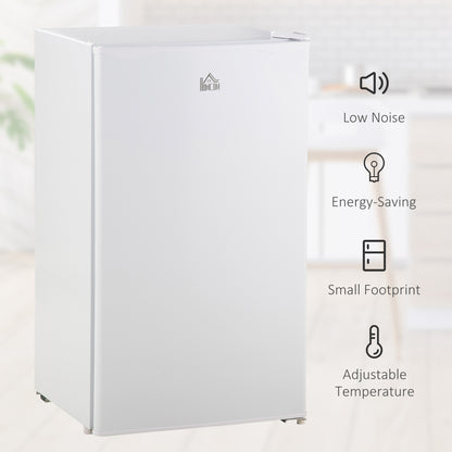HOMCOM Under Counter Fridge, 91L Small Fridge with Chiller Box, Removable Shelf, Reversible Door, Adjustable Legs, Mini Refrigerator, White