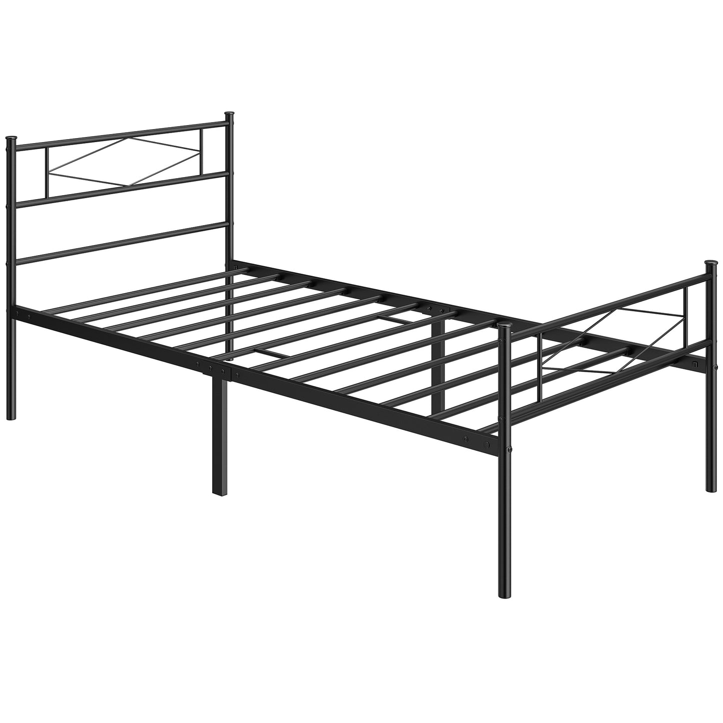 HOMCOM 3ft Single Bed Frame with Headboard and Footboard, Metal Platform Bed Frame with 32 cm Underbed Storage, Black