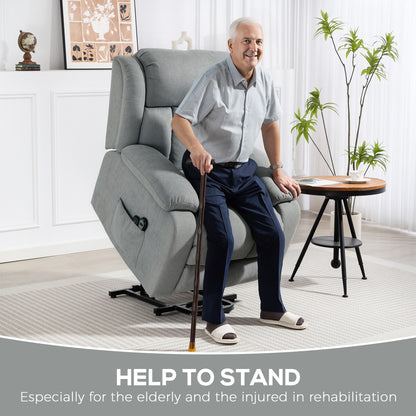 HOMCOM Power Lift Recliner Chair with Vibration Massage, Lift Chair for Elderly with Footrest, Remote, Side Pocket, Light Grey