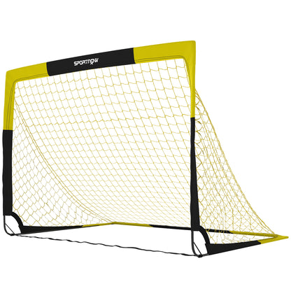 SPORTNOW Pop Up Football Goal, Portable Folding Football Net with Carry Bag, 4 U-Shaped Ground Stakes, Fibreglass Pole