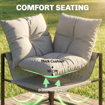 Outsunny 4 Piece Garden Furniture Set with Thick Cushions and Coffee Table, Patio Conversation Set for Porch, Balcony, Deck, Grey