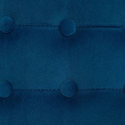 HOMCOM Velvet-Feel Square Ottoman - Blue