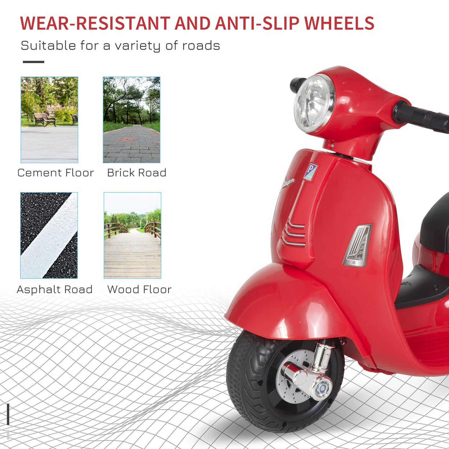HOMCOM Vespa Licensed 6V Kids Electric Motorbike Ride On Motorcycle  Battery Powered for 18-36 Months with Horn Light Red