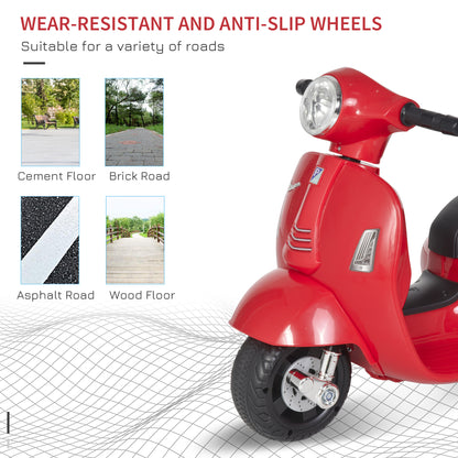HOMCOM Vespa Licensed 6V Kids Electric Motorbike Ride On Motorcycle  Battery Powered for 18-36 Months with Horn Light Red