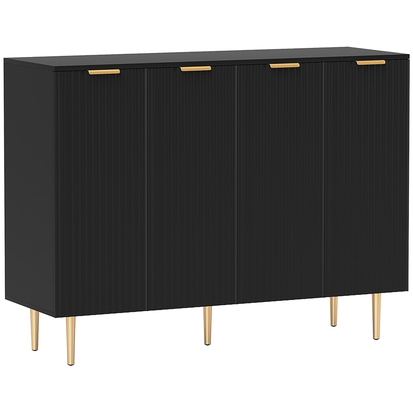 HOMCOM Sideboard Buffet Cabinet, Modern Kitchen Storage Cabinet with 4 Doors and Adjustable Shelves Black--ChewyGames-ChewyGames