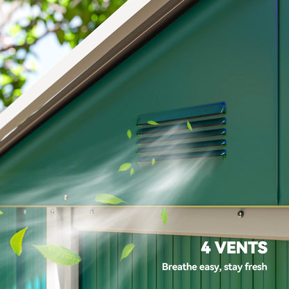 Outsunny 6.5ft x 3.5ft Metal Garden Storage Shed for Outdoor Tool Storage with Double Sliding Doors and 4 Vents, Green
