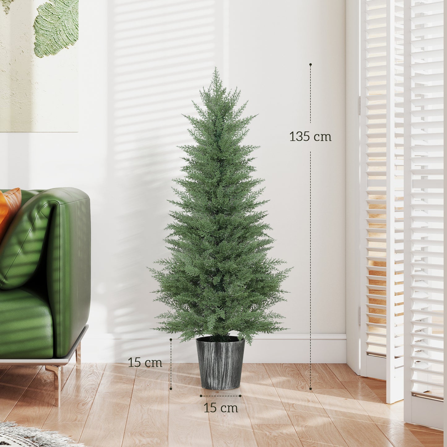 HOMCOM 135cm Artificial Cypress Trees Set of 2, UV Resistant Artificial Plants with Decorative Pot, Fake Plants for Indoor Outdoor Decor, Green--ChewyGames-ChewyGames