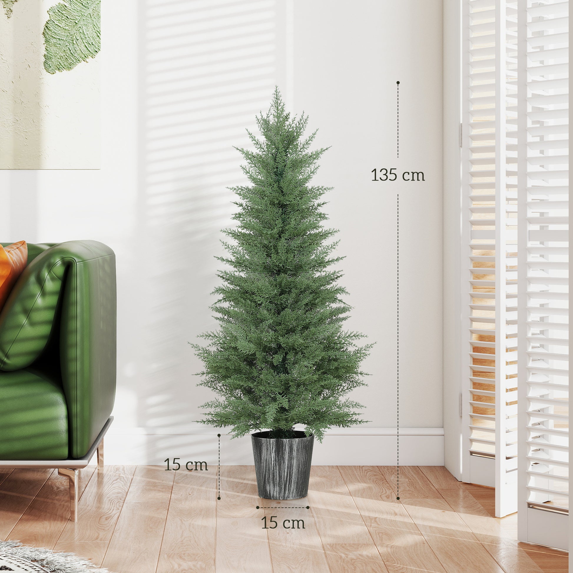 HOMCOM 135cm Artificial Cypress Trees Set of 2, UV Resistant Artificial Plants with Decorative Pot, Fake Plants for Indoor Outdoor Decor, Green--ChewyGames-ChewyGames