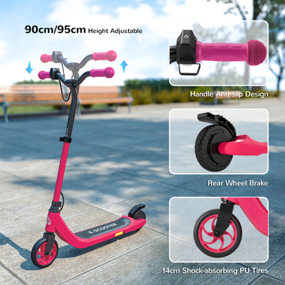 HOMCOM Electric Scooter for Kids 6+, Foldable E Scooter, Up to 8 KM/H, Maximum Range 6 KM, Adjustable Height, Pink